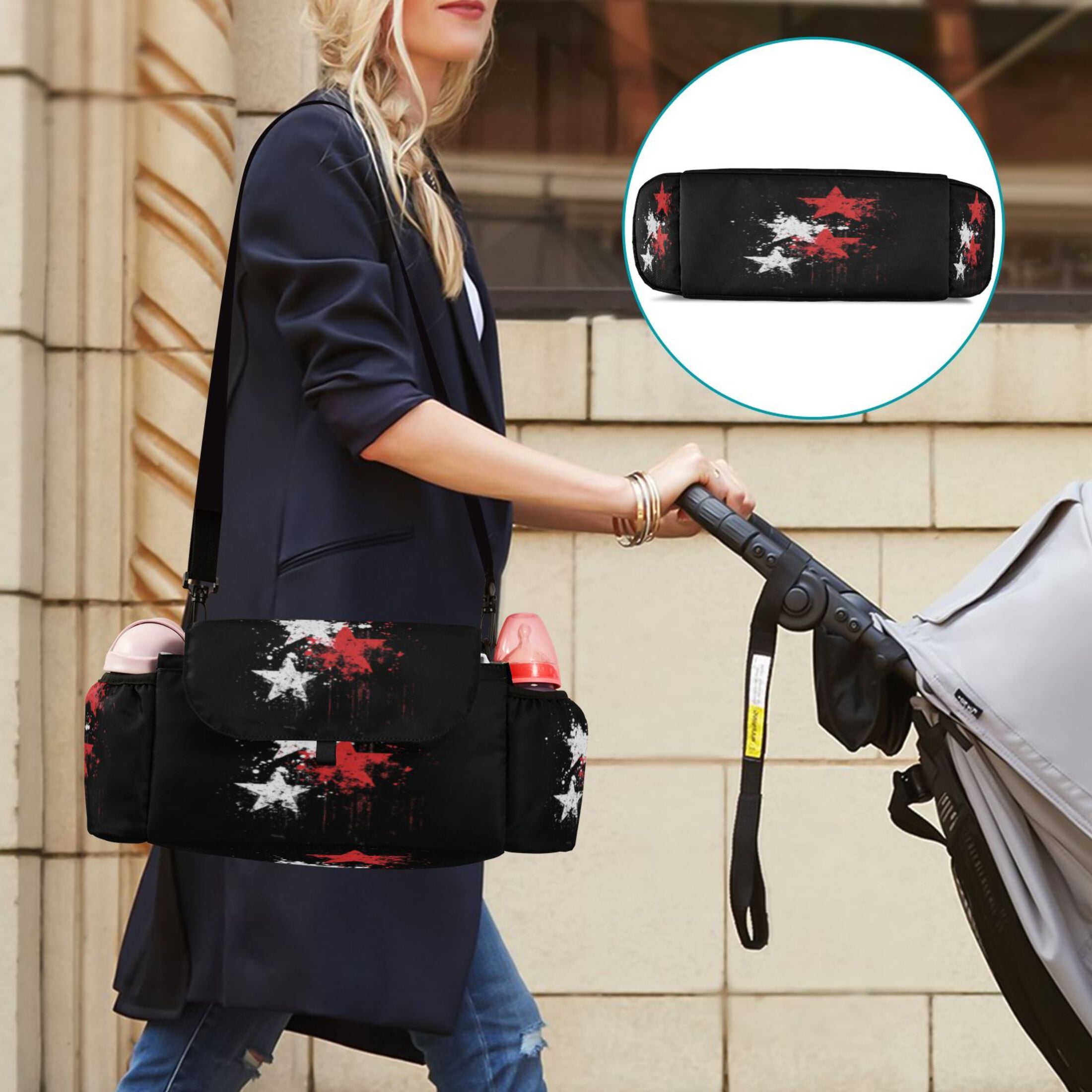 DIXRUYEE Stroller Organizer Scattered Stars Printed