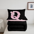 thumbnail image 4 of Manfei Personalized Initial Q Bedding Comforter Set for Girls, Pink Bow Tie Twin Comforter Sets, Watercolor Monogrammed Bedding Set, Breathable Room Decor, Reversible 2pcs, 4 of 6