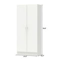 thumbnail image 2 of MONSLIPA 2-Door Armoire with Hanging Rod, 4 Tier Tall Wardrobe Storage Cabinet, White, 2 of 8