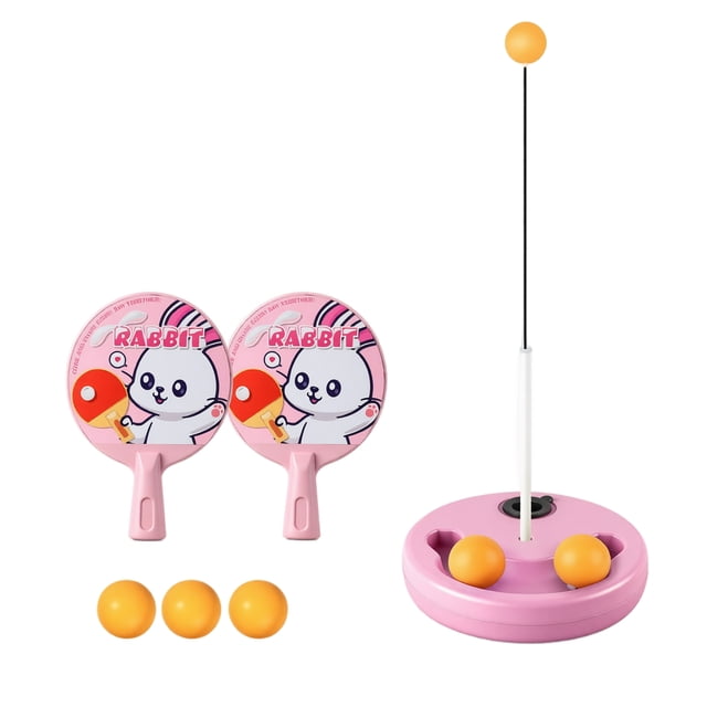 Anmrize Rabbit Themed Paddle Toy, Parent-Child Activity, Tennis Trainer Rebound Ball Solo Tennis Training Equipment Practice Rebounder Strengthen Overall Muscle Memory Correct Body Posture, Pink