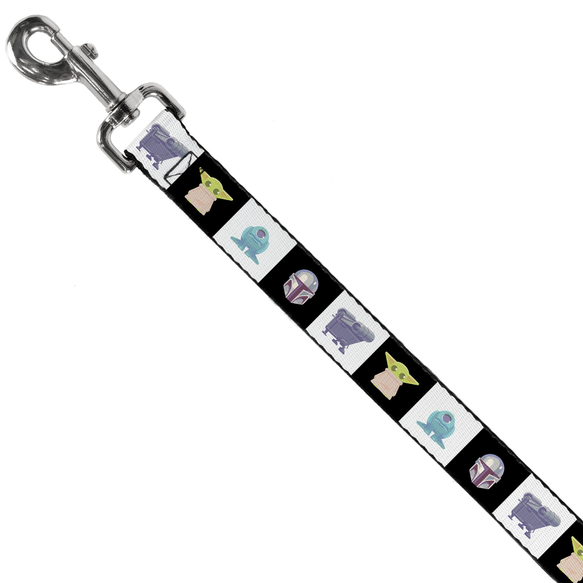 Star Wars Pet Leash, Dog Leash, Star Wars Mandalorian 4 Character Pose Blocks, 6 Feet Long 1.0 Inch Wide