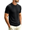 thumbnail image 4 of JTSRKL Mens Ribbed Knit Shirts Crewneck Short Sleeve Breathable Lightweight Tees Textured Summer Casual Daily Comfort Soft Wear Tops, 4 of 8