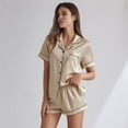 thumbnail image 4 of HITIME Pijama de Satín para Mujer Talla S, Conjunto de Short y Playera de Verano, Tela de Lujo Suave y Transpirable, Ideal para Dormir o Lounge, 4 of 10