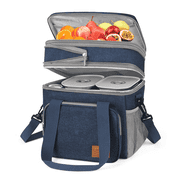 17L Expandable Insulated Lunch Box Bag for Women/Men, Leak-Proof & Freezer-Safe, Double Deck Design with Adjustable Shoulder Strap & Side Pocket for Work, Camping, Picnic, Beach, Blue