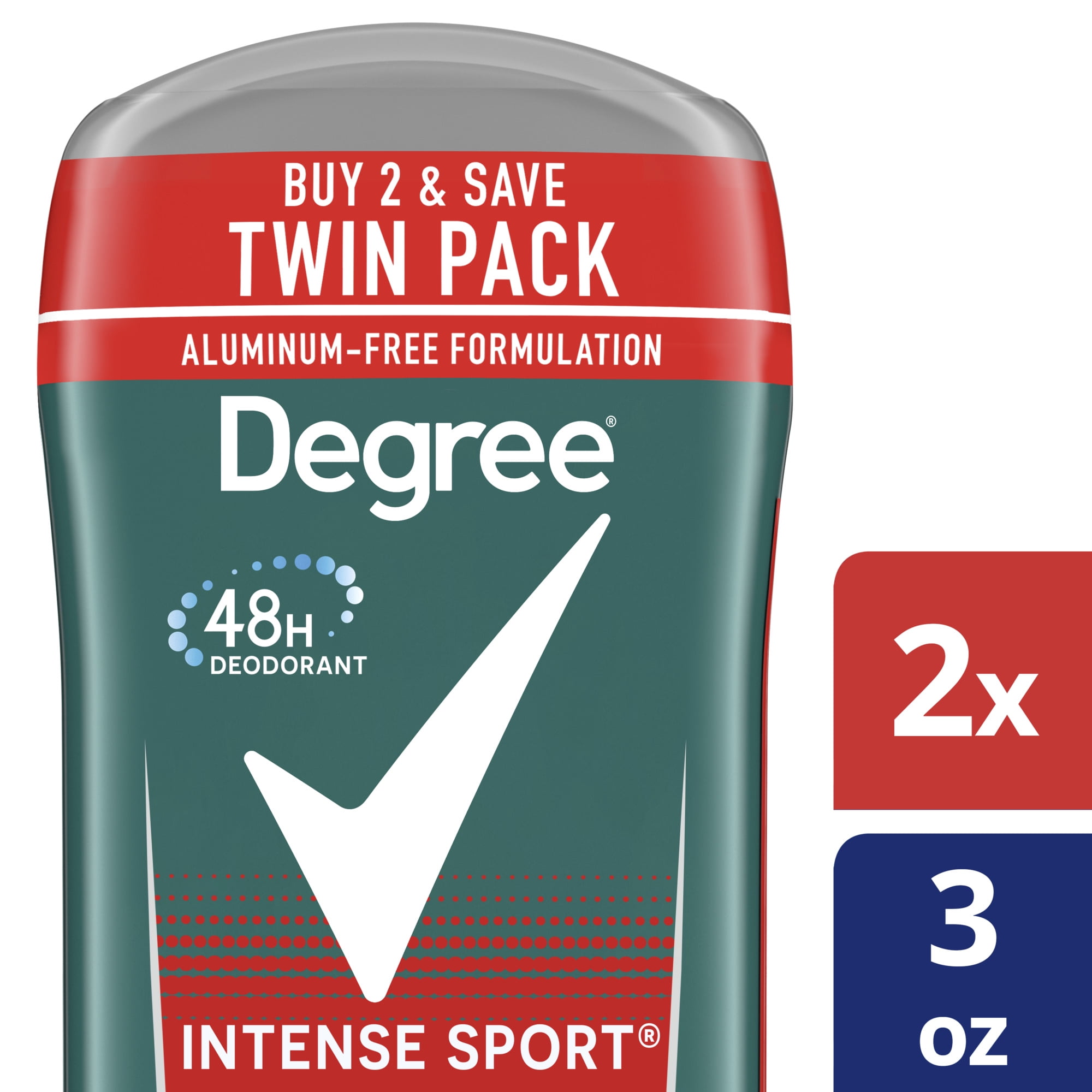 Degree Men Original Deodorant 48-Hour Odor Protection Intense Sport Deodorant For Men 3 oz Twin