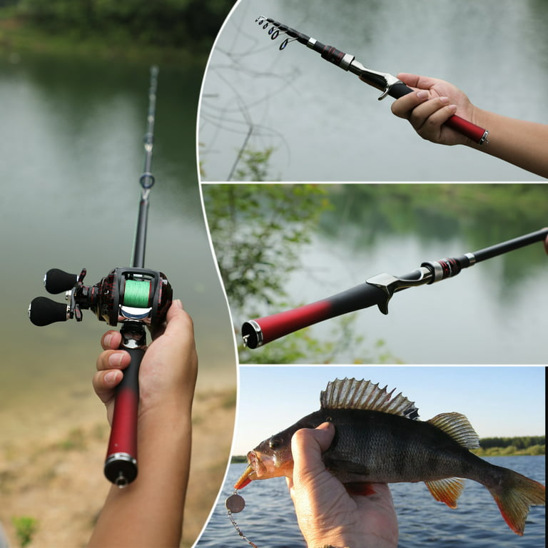 Sougayilang Telescopic Fishing Rod Ultralight Spinning/Casting Carbon Fiber  1.6m Fishing Rods 