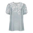 thumbnail image 6 of Womens Blouses Plus Size Fashion Floral V Neck Short Sleeve Button Shirts Loose Fit Casual Summer Tops, 6 of 6