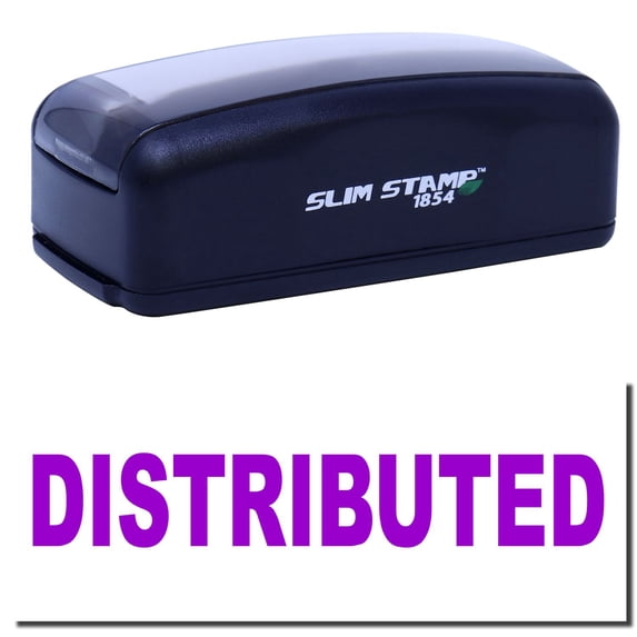 Large Pre-Inked Distributed Stamp, Slim 1854, Ultra Slim Design, Impression Size 1-13/16" by 2-1/2", Up to 25,000 Impressions - Purple Ink