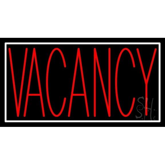 Red Vacancy With White Border LED Neon Sign 13 x 24 - inches, Black Square Cut Acrylic Backing, with Dimmer - Bright and Premium built indoor LED Neon Sign for Defence Force.