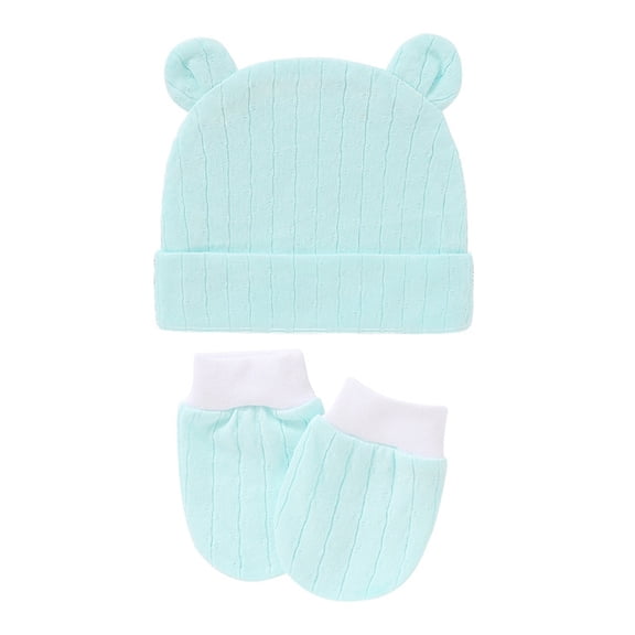 BJBSJSZ Newborn Baby Hat and Mittens Set, Bear Ears Toddler Infant Beanie Caps Newborn Hospital Hat for Baby Boy Girl 0-3 Months, Newborn Hats for Boys Girls