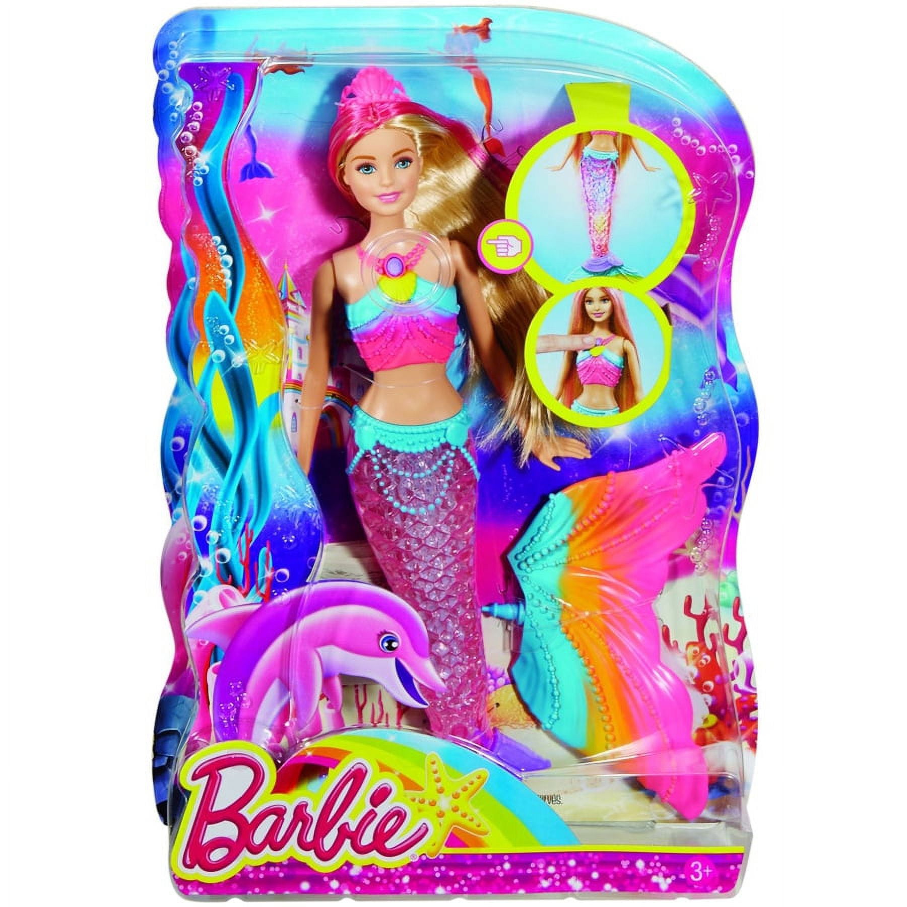  Barbie Mermaid Doll with Light-Up Rainbow Tail, Barbie