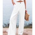 thumbnail image 4 of Women'S Pants Casual Button Up High Waisted Wide Leg Trousers White XL, 4 of 7