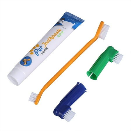 - 4 Piece Dental Dog Toothpaste Kit,Pet Dog Oral Care Supplies Toothpaste Toothbrush Set for Pet Oral Health Care