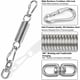 thumbnail image 2 of Suspensión para silla colgante, fijación para silla colgante, resorte oscilante, resorte de tracción, resorte de acero, resorte de suspensión con 2 mosquetones y articulación giratoria de 360°, 2 of 5