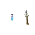 thumbnail image 1 of Figura de geisha kabuki asiática con kimono japonés y escultura de mujer tribal africana. Adorno de mesa para dormitorio, escritorio o armario. Regalo, 1 of 8
