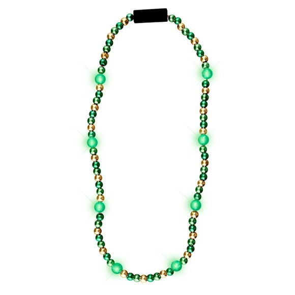 FlashingBlinkyLights Collier de Perles LED Mardi Gras Vert & Or