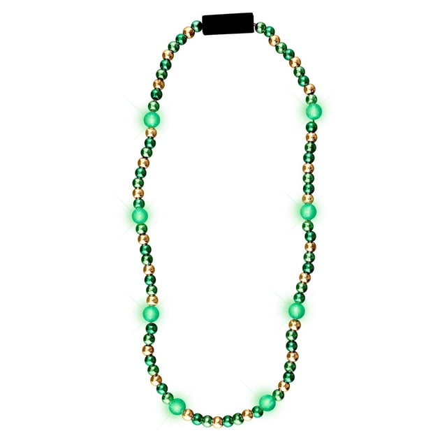 FlashingBlinkyLights Collier de Perles LED Mardi Gras Vert & Or