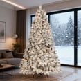thumbnail image 2 of Bringstar 4.5ft Pre-Lit Snow Flocked Christmas Tree with Pine Cones and 250 Lights, Hinged Artificial Xmas Tree for Holiday Decoration, 2 of 11