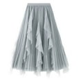 thumbnail image 3 of Wdfiry Flowy Maxi Skirt for Women Summer Casual Irregular Mesh High Waist Midi Skirts Fashion Solid A Line Ruffle Swing Long Skirts, 3 of 6