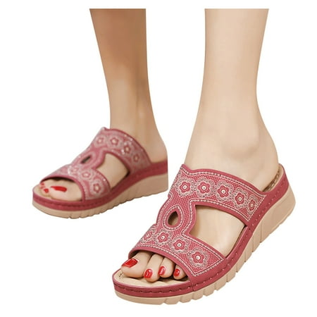 

Aayomet Women S Sandals Women s Chunk Low Heel Pump Sandals Red 6.5