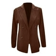 thumbnail image 4 of XFLWAM Women's Corduroy Elegant Work Blazers Jackets Retro Open Front Cardigan Plus Size Long Sleeve Business Coat Brown M, 4 of 5