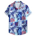 thumbnail image 1 of Camisas Para Hombre Manga Corta Camiseta con botones de solapa para playa y playa con estampado hawaiano para hombre, camiseta de manga corta, ropa de playa (Blue, M), 1 of 7