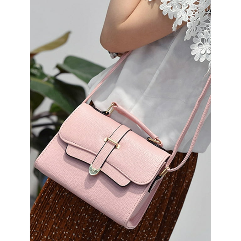 Niuer Ladies Shoulder Bags Large Capacity Tote Bag Multi Pockets Crossbody Handbag  Top Handle Portable PU Leather Zipper Flap Adjustable Strap Travel Light  Pink 