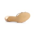 thumbnail image 5 of BLISSFUL STEP Women's Triple Strap Rhinestone Mules Open Toe Stiletto Heel Slide Sandals Rose Gold 9, 5 of 8