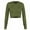 Olive Green, variant on WREESH Womens Fashion Crop Tops Solid Color Spring Fall Patchwork Slim Long Sleeves Round Neck Casual Short T-Shirt Tops Olive Green