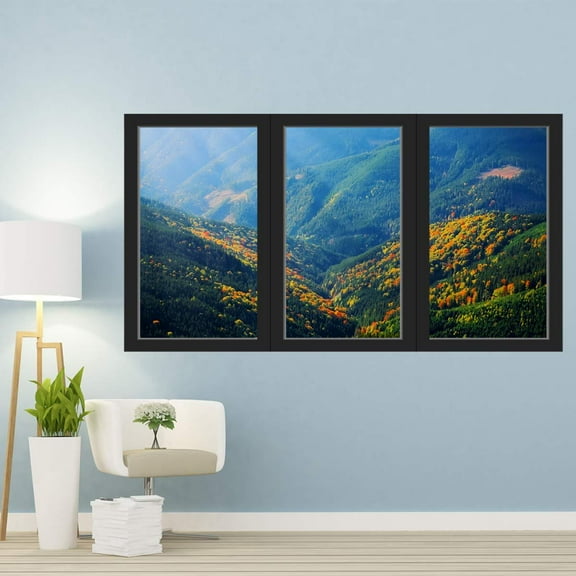 VWAQ - Vacation Wall Decal Peel and Stick Office Nature Mural Sticker 3D Window View - OW04