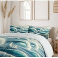 thumbnail image 3 of Ambesonne Nautical Duvet Cover Set, Swirling Huge Waves Boat, King, Reseda Green Teal and Blue, 3 of 6