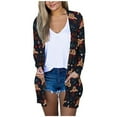 thumbnail image 2 of Puntoco, camiseta de manga larga a la moda para mujer, cárdigan de Navidad con frente abierto de otoño, prendas de vestir exteriores holgadas, blusa estampada, abrigo, tops con bolsillos Puntoco Puntoco-6520, 2 of 5