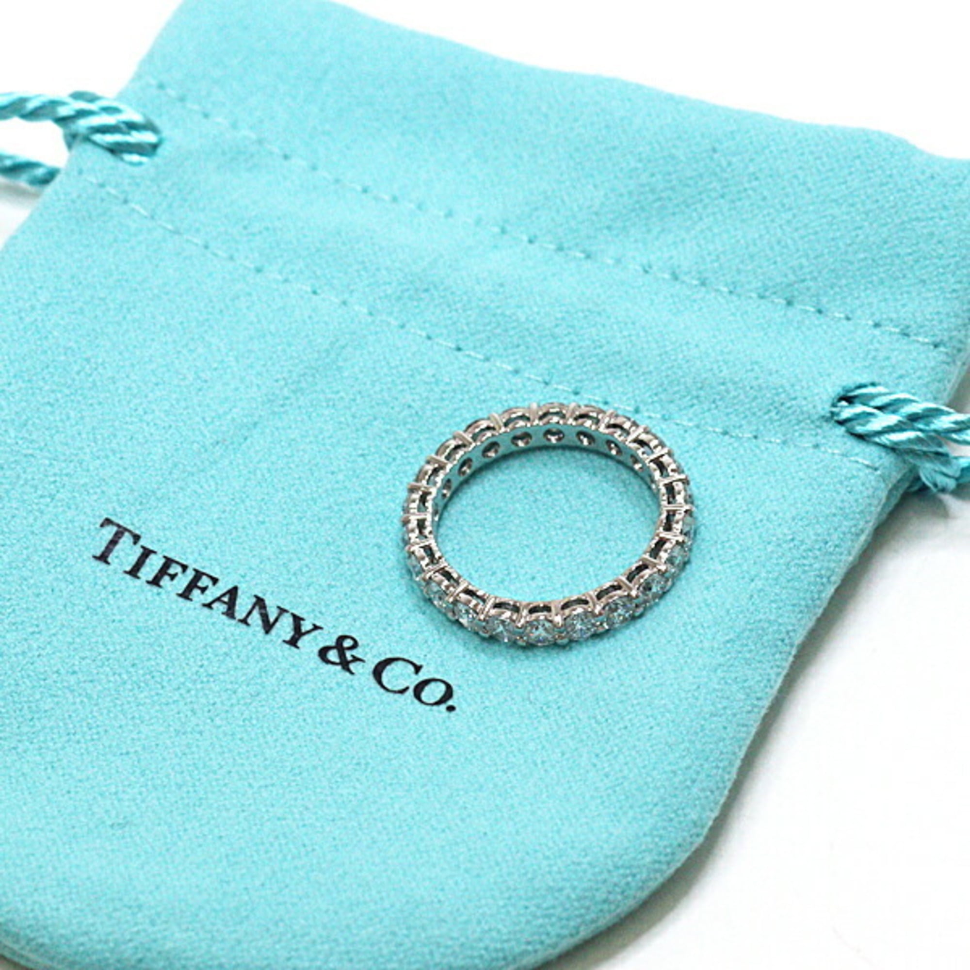 Authenticated Used Tiffany TIFFANY&Co. Embrace Band Ring Diamond PT950