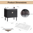 thumbnail image 3 of Bathroom Vanity with Top and Sink, Modern Single Vanity with 2 Soft-Close Doors and Metal Handles, Solid Wood Bathroom with Cabinet White Ceramic Basin, 3 of 8