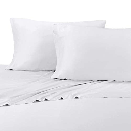 Draps de Lit Complets Blancs Soyeux Doux 100 % Viscose de Bambou Ensemble de Draps