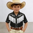 thumbnail image 2 of PRfgtbd Kids Shirts Boys Western Cowboy Shirt Retro Print Short Sleeve Button Down Shirts Casual Party Tops For Children And Youth Trendy Tops Tshirt, 2 of 4