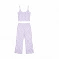 thumbnail image 6 of Blmnix 2 Piece Pajama Set Pajamas for Women Sexy Pajamas Sleepwear Sets Pjs Sleeveless Square Neckline Purple Long Womens Pajama Sets Shorts,S, 6 of 6