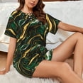 thumbnail image 4 of Sikiie Green Marble Womens Pajama Sets Short Sleeve Top With Pants Sleepwear 2 Piece Lounge Set-XX-Large, 4 of 6