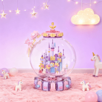 1Set Fairytale Crystal Ball Castle Building Blocks, Pink And Purple Micro Castle Blocks Glass Globe, Ideas Lord Tower Castle Architecture Building Blocks Toys, Christmas Birthday Presents Gifts