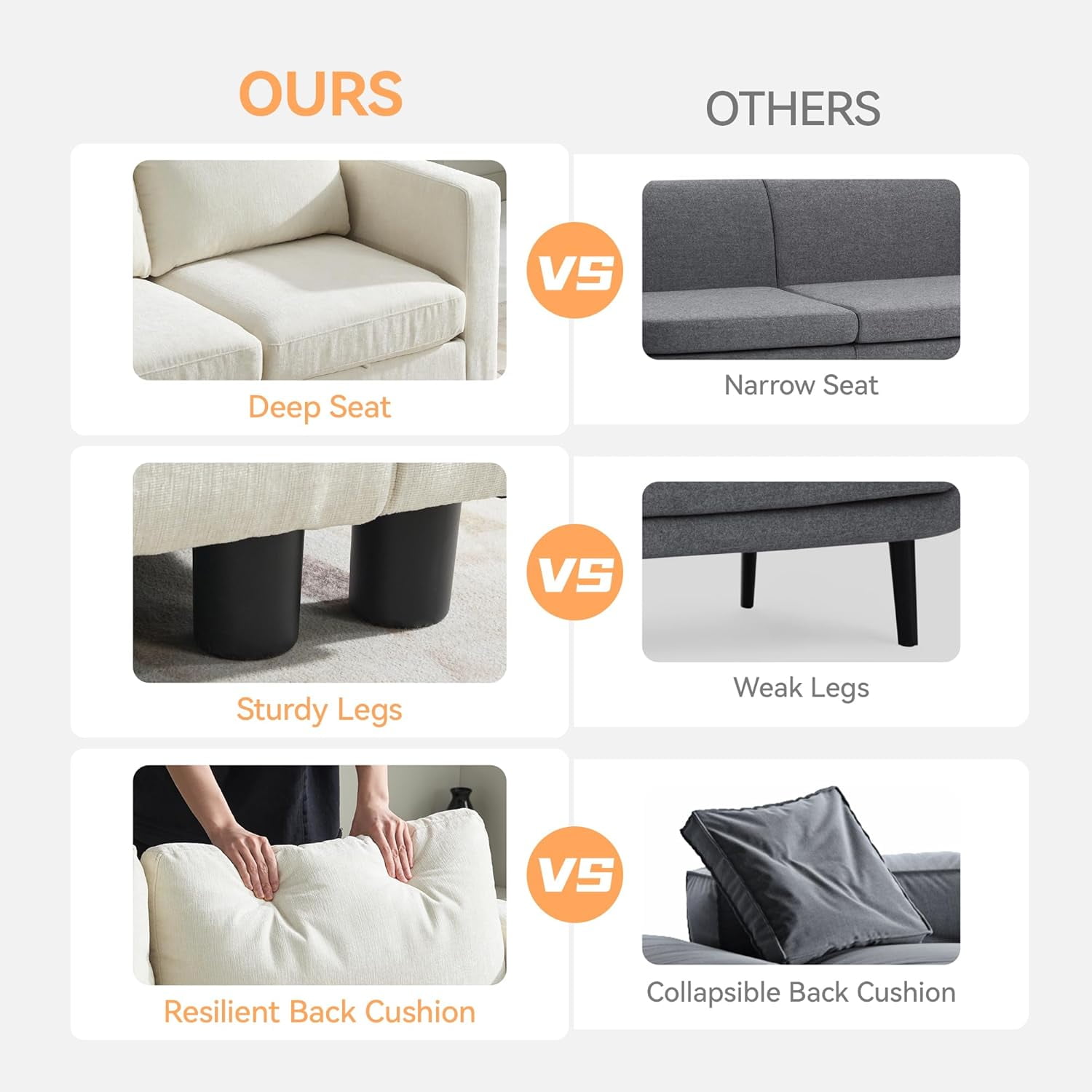 Middle Seat Module for Modular Sectional Couch Sofa, Living Room Accent Armless Sofa Chair with Storage & Pillow, Modern Side Sectional Middle Unit, Chenille Beige