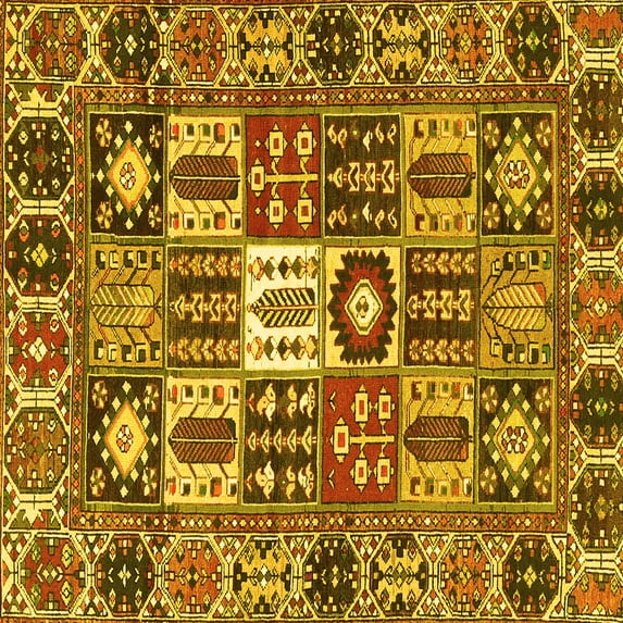 Ahgly Company Indoor Square Persian Yellow Traditional Area Rugs, 4' Square