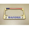 thumbnail image 4 of [Officially Licensed USMC Product] - Motorcycle Domed Custom-Made Personalized Metal License Plate Frame Frame with US Marines The Few The Proud and EGA Gold Emblem Design - Gold, 4 of 9