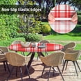 thumbnail image 5 of Plaid Red Vintage Round Fitted Tablecloth with Elastic Edge, Geometric Rustic Gingham Waterproof Table Cover, Indoor Outdoor Table Cloth for Kitchen Dinner, Outdoor, Picnic, 45''''-52'''', 5 of 6