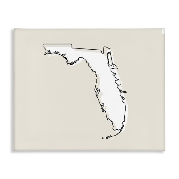 Stupell Industries Farmhouse Florida Home State Map Neutral Print Design Canvas Art, 40 x 30, by Lil' Rue