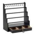 thumbnail image 1 of 5-Layer Stepped Wooden Base Jewelry Rack Earring Ring Storage Rack Earrings Necklaces Rings Jewelry Stand, 1 of 6