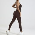 thumbnail image 3 of Gibobby Mono Ajustado de Verano Vestido de yoga para mujer con levantamiento de cadera y compresión del vientre, corsé corporal, mallas de fitness con espalda aérea(Café， XL), 3 of 5