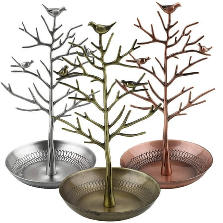 Ring Earring Necklace Jewelry Vintage Bird Tree Stand Display Organizer Holder Show Rack Jewelry Holder Ring Display Holder,Copper