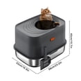 thumbnail image 2 of Btidfty Top-entry Stainless Steel Cat Litter Box W/lid&scoop Enclosed Bedpan (Dark Gray), 2 of 9