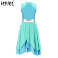 thumbnail image 2 of Vestido de baile de salón y Ballet para niñas, gimnasia, cuello simulado, sin mangas, dobladillo envuelto escalonado, vestido de baile lírico, 2 of 5
