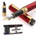 thumbnail image 1 of Pluma estilográfica Dryden Designs, punta mediana y fina, color rojo, 1 of 8
